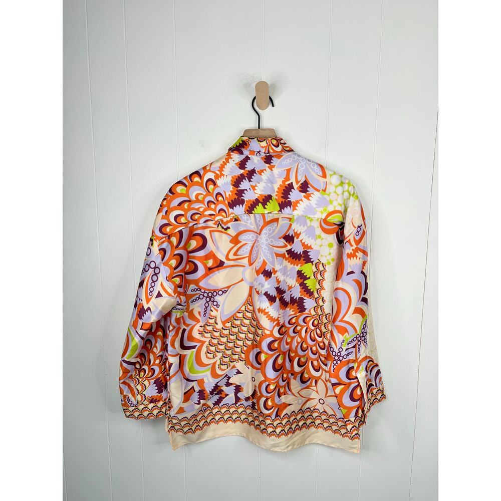 Zara Floral Paisley Button Down Shirt Small 70s Retro Hippie Bandana Print - Picture 6 of 9